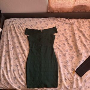 Fashion Nova Strapless Dark Green Dress